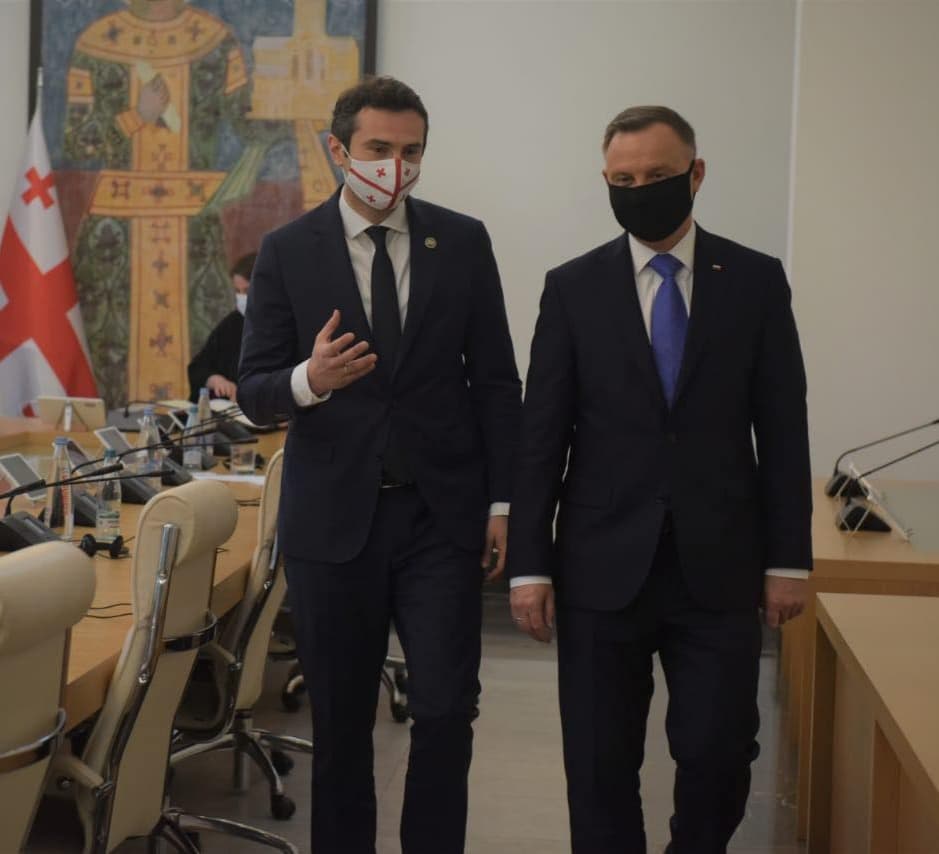 საქართველოს პარლამენტის თავმჯდომარე პოლონეთის პრეზიდენტს შეხვდა