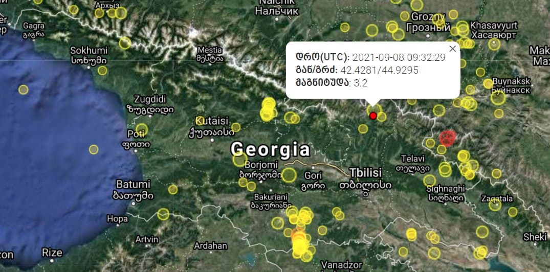 საქართველოში მიწისძვრა მოხდა