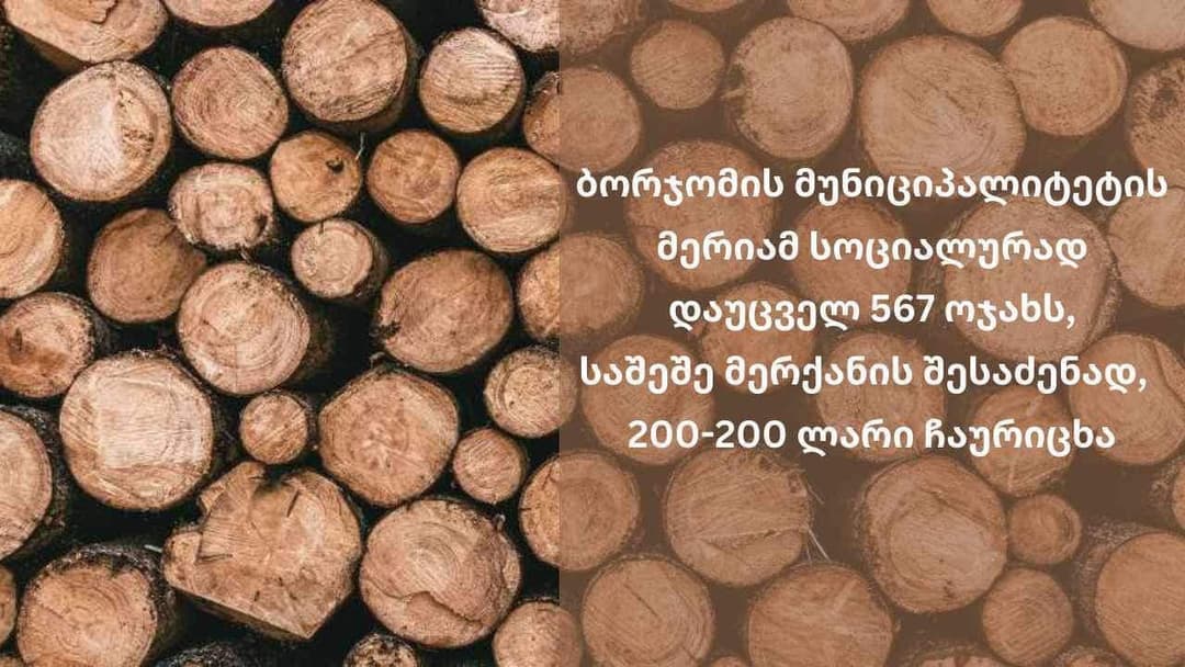 ბორჯომის მერიამ საშეშე მერქნის შესაძენად 113 400 ლარის დაფინანსება გასცა