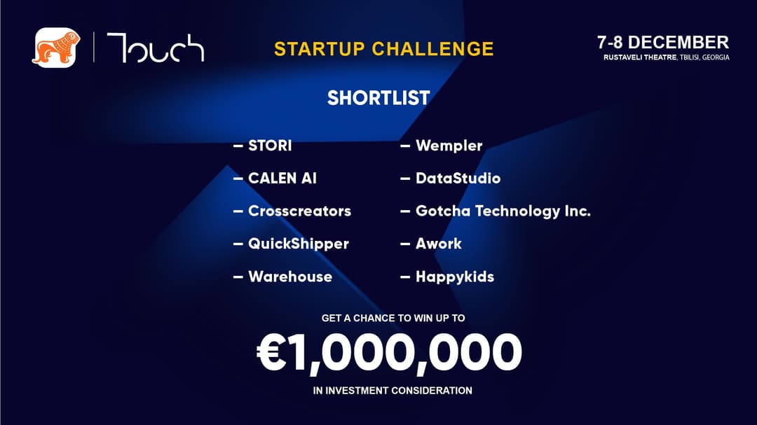 Touch Summit-ის Startup Challenge-ის შორთლისთი ცნობილია – სამიტის გენერალური პარტნიორი “საქართველოს ბანკია”