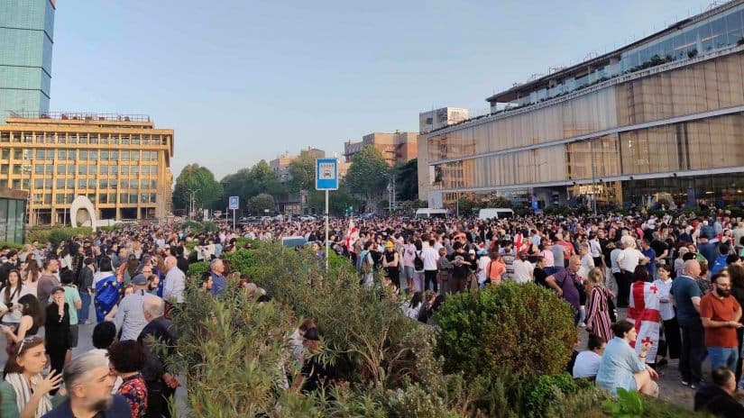 რესპუბლიკის მოედანზე საპროტესტო აქცია მიმდინარეობს