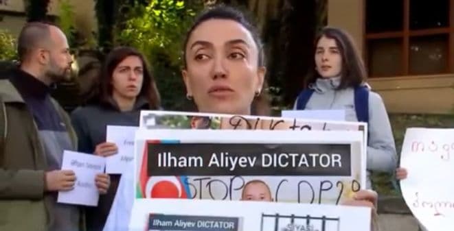 Protest in Tbilisi calls for freedom of Azerbaijani journalist Afghan Sadigov