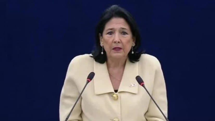 Georgian President accuses ruling party of following “Russian path” in speech to European Parliament