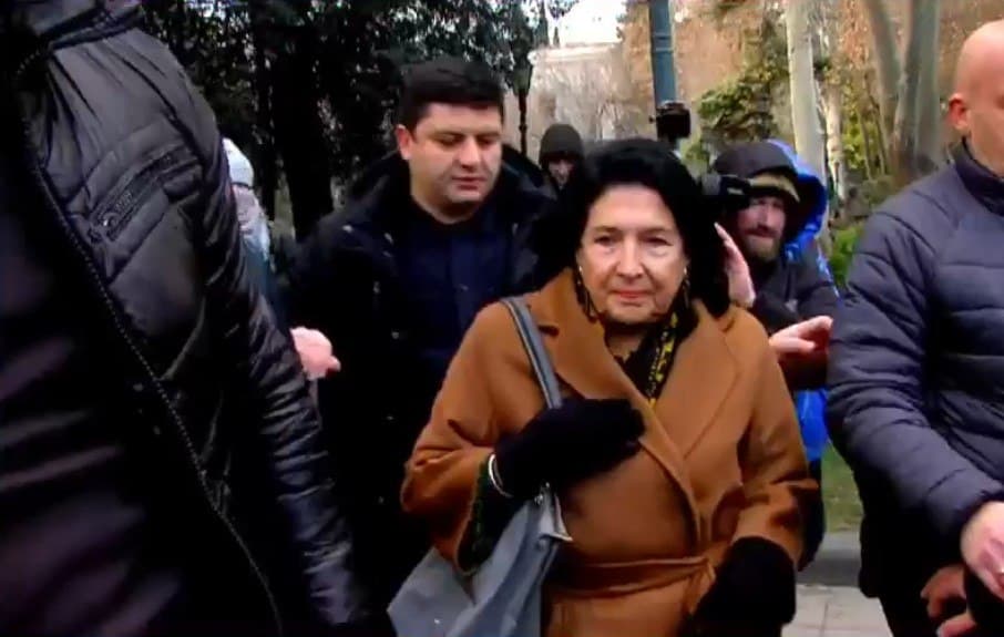 Salome Zourabichvili appears near Parliament during indirect presidential election