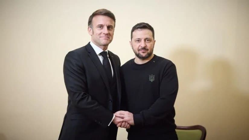 ზელენსკიმ მაკრონთან უკრაინის შემდგომი მხარდაჭერის საკითხი განიხილა