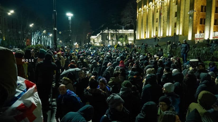 Six detained as pro-European protests in Tbilisi continue for 76th day