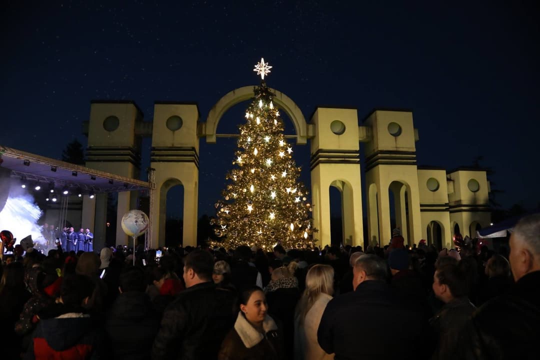 წყალტუბოში ქალაქის მთავარი ნაძვის ხე საზეიმოდ აინთო