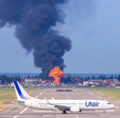 სოჭის აეროპორტის მახლობლად ხანძარი გაჩნდა