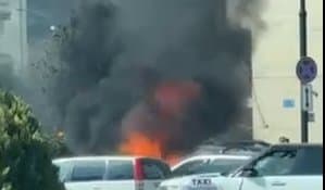 თბილისის მერიასთან ავტომობილს ცეცხლი გაუჩნდა